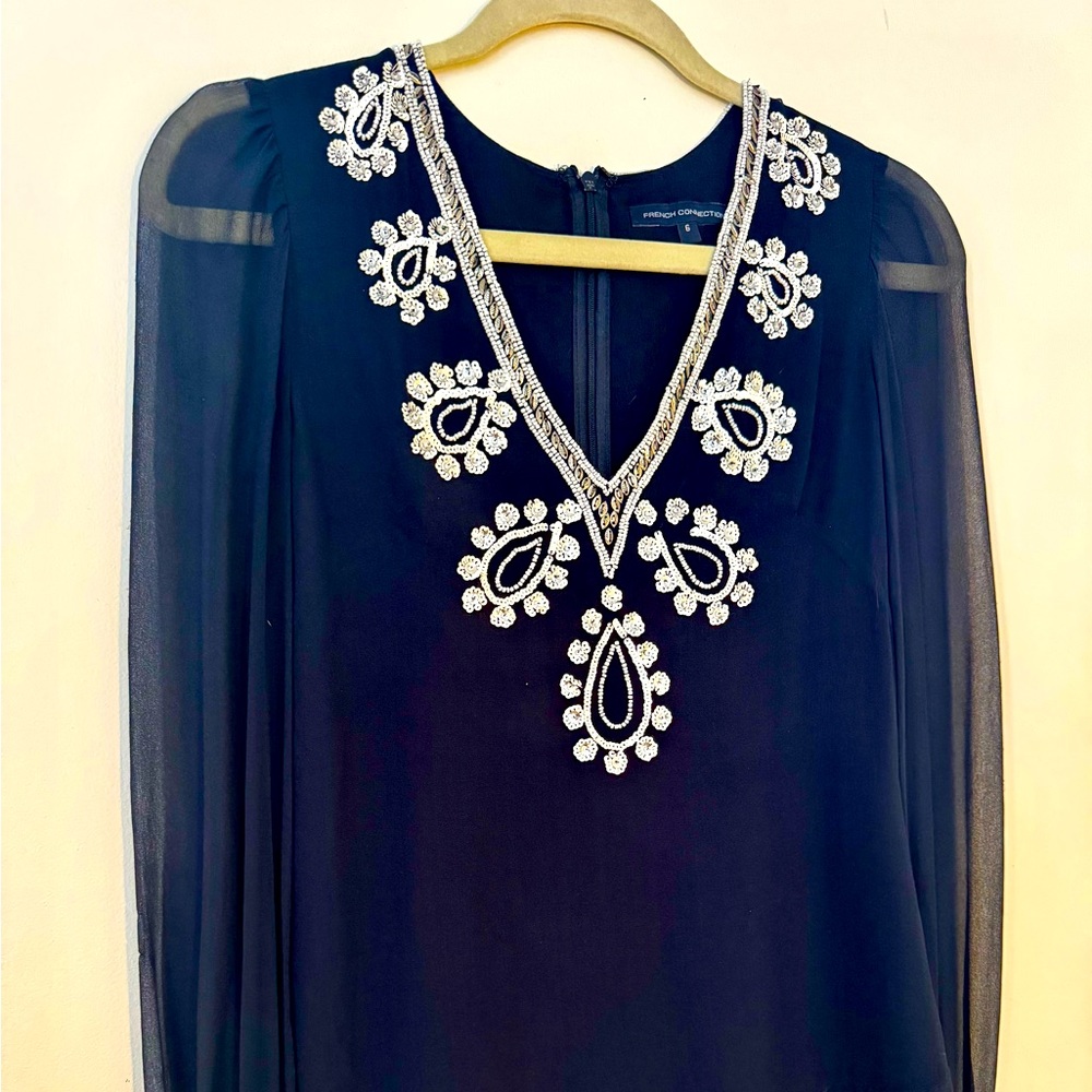 French Connection, Silk and beaded top, Sz 6